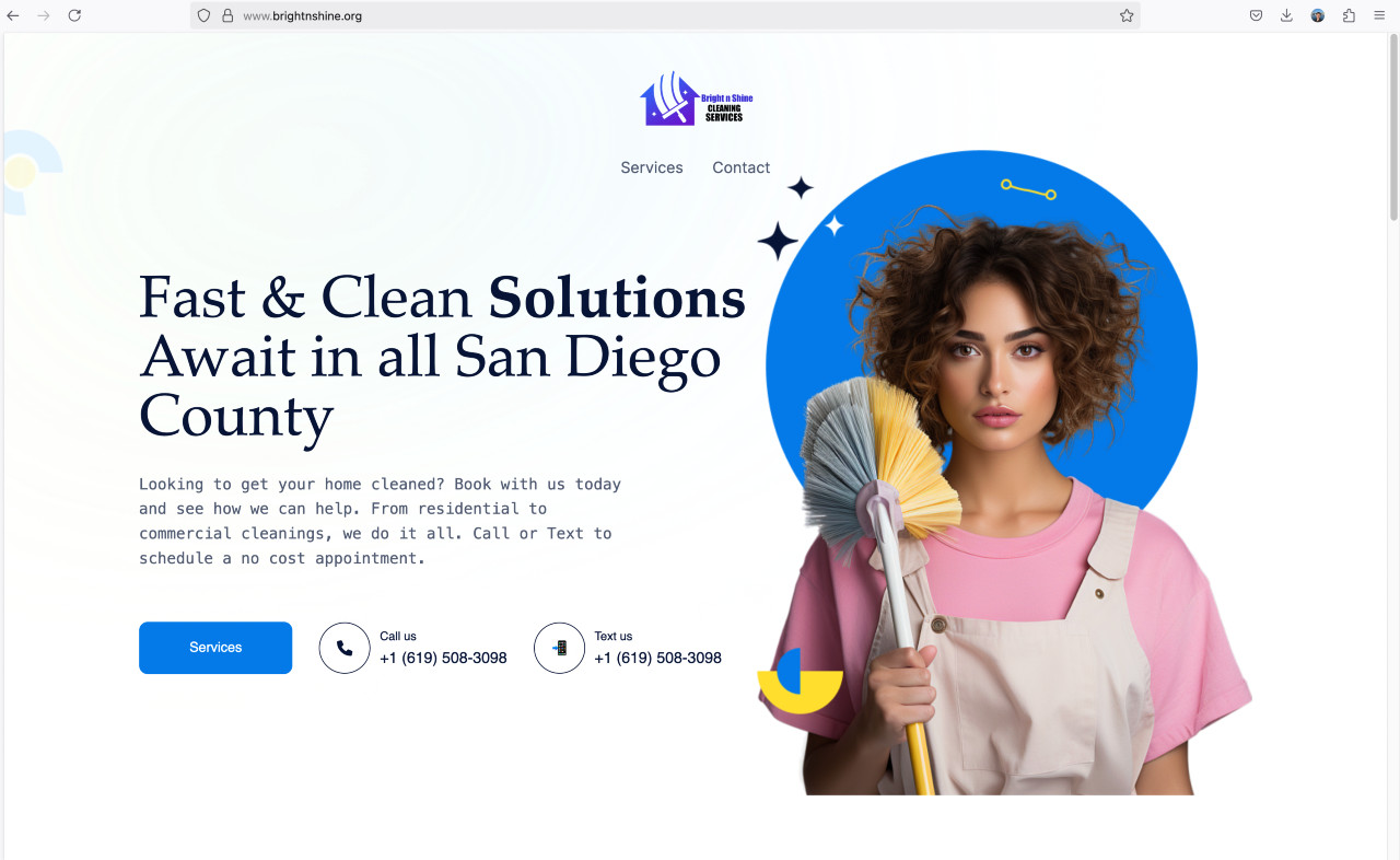 Bright and Shine Cleaning website